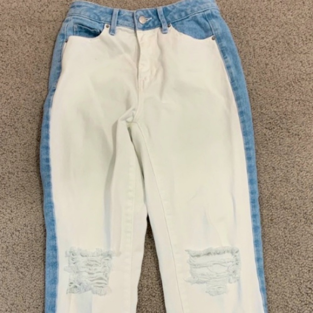 Two tone blue and white jeans